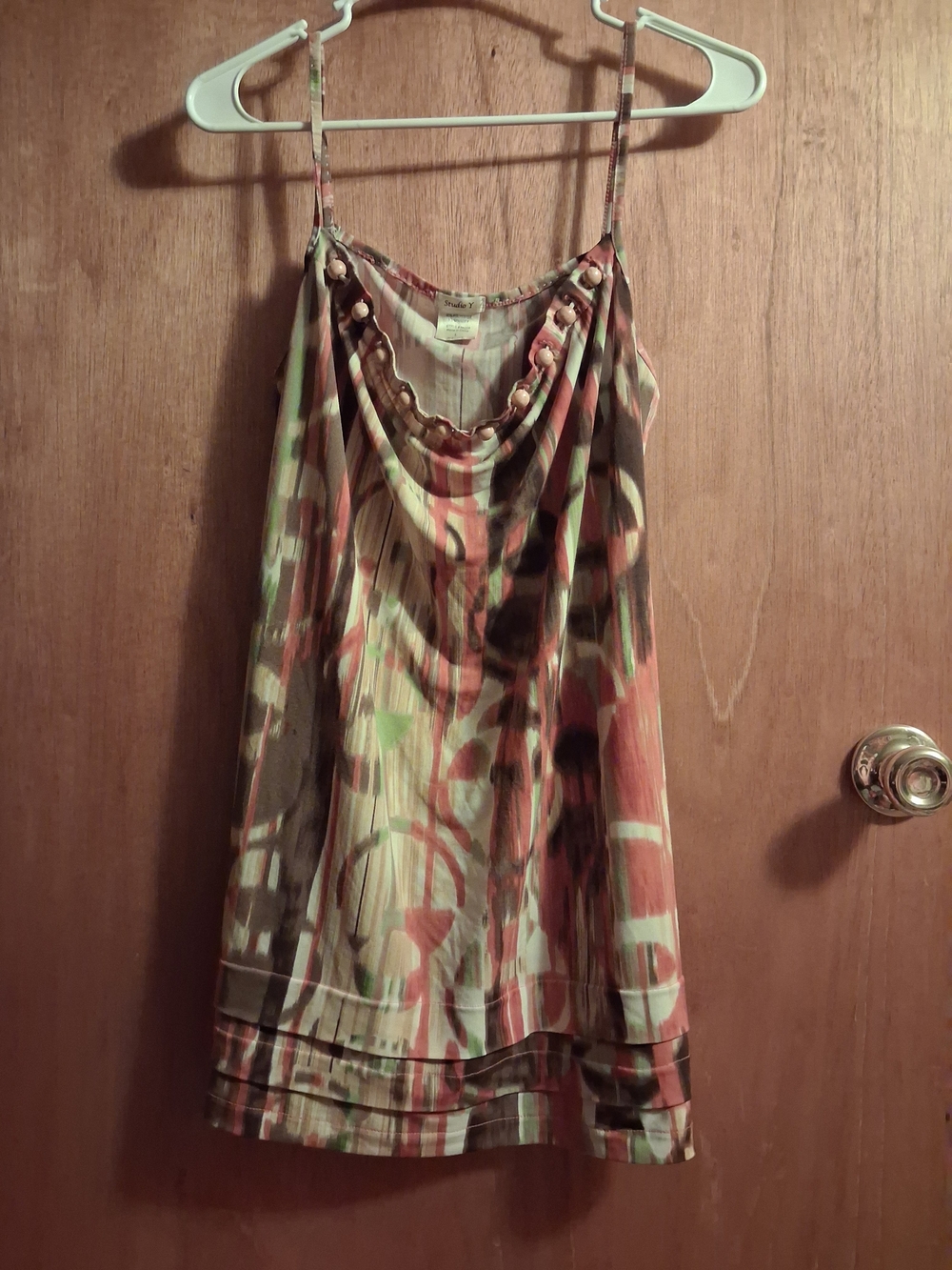 Studio Y Multicolor Cowl Neck Spaghetti Strap Tank